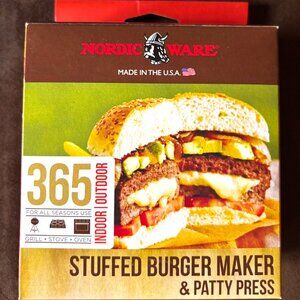 Nordic Ware 3 In 1 Stuffed Burger Maker & Patty Press Indoor Outdoor New in Box